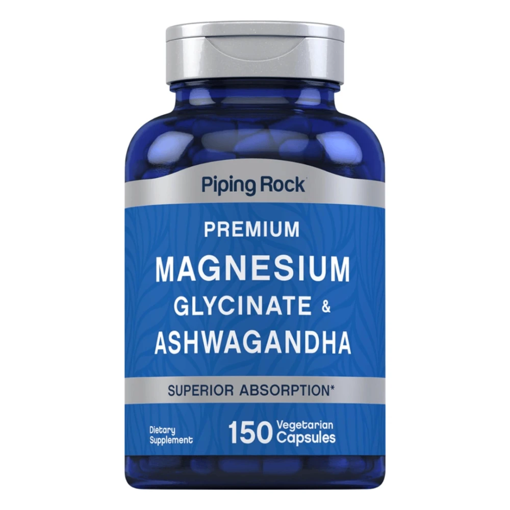 Magnesio Glicinato & Ashwagandha Pipping Rock 150 Vegan Cápsulas