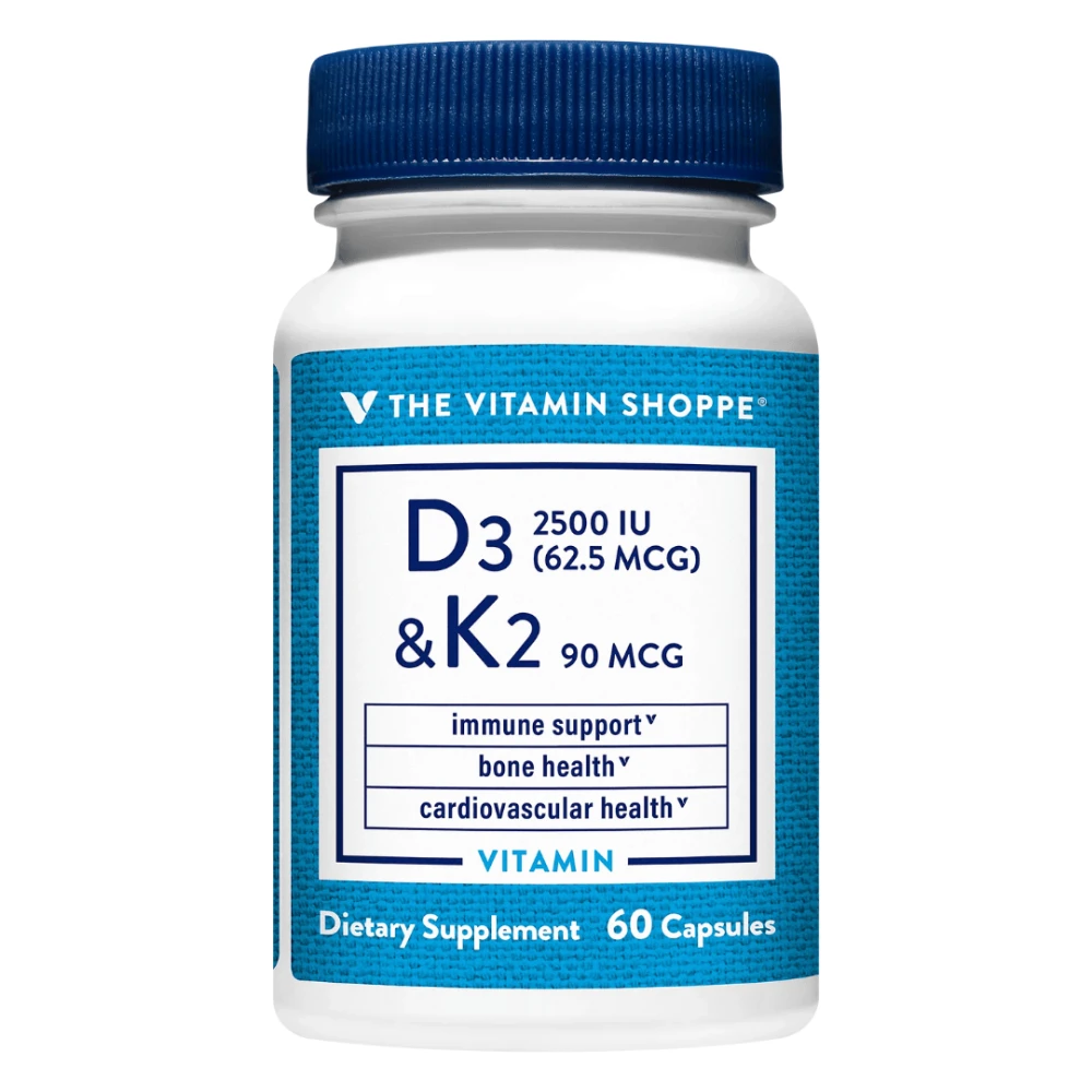 The Vitamine Shoppe D3 2500UI & K2 90mcg 60 cápsulas